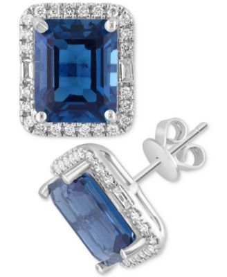 EFFY&reg; Pink Amethyst (5-1/2 ct. t.w.) & Diamond (3/8 ct. t.w.) Halo Stud Earrings in 14k Gold (Also in Additional Gemstones)