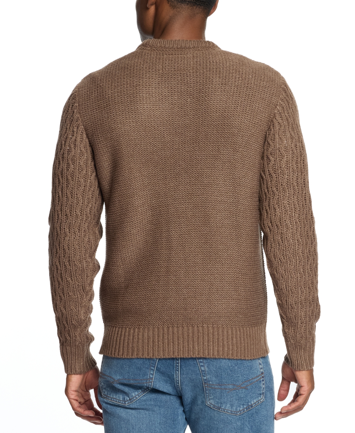 Weatherproof Vintage Men's Zig-Zag Cable Knit Crewneck Sweater