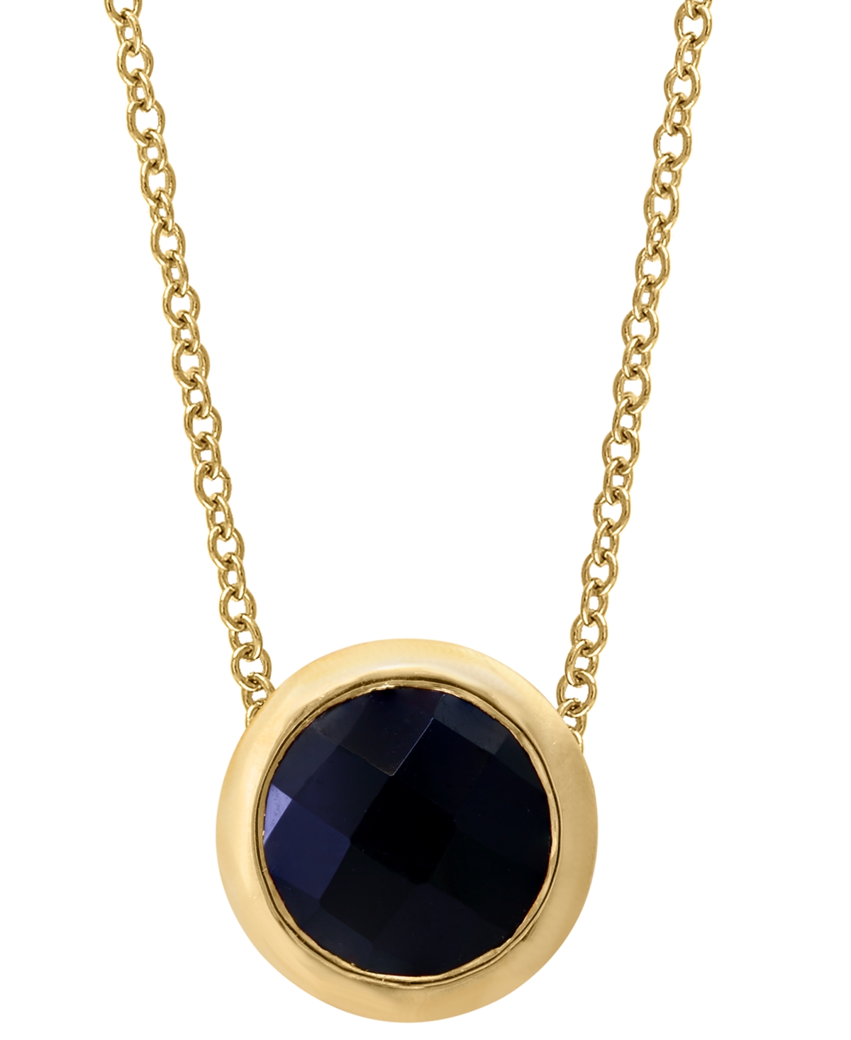 Effy Collection Effy Round Gemstone 18" Pendant Necklace In 14k Gold Plated Silver In Onyx