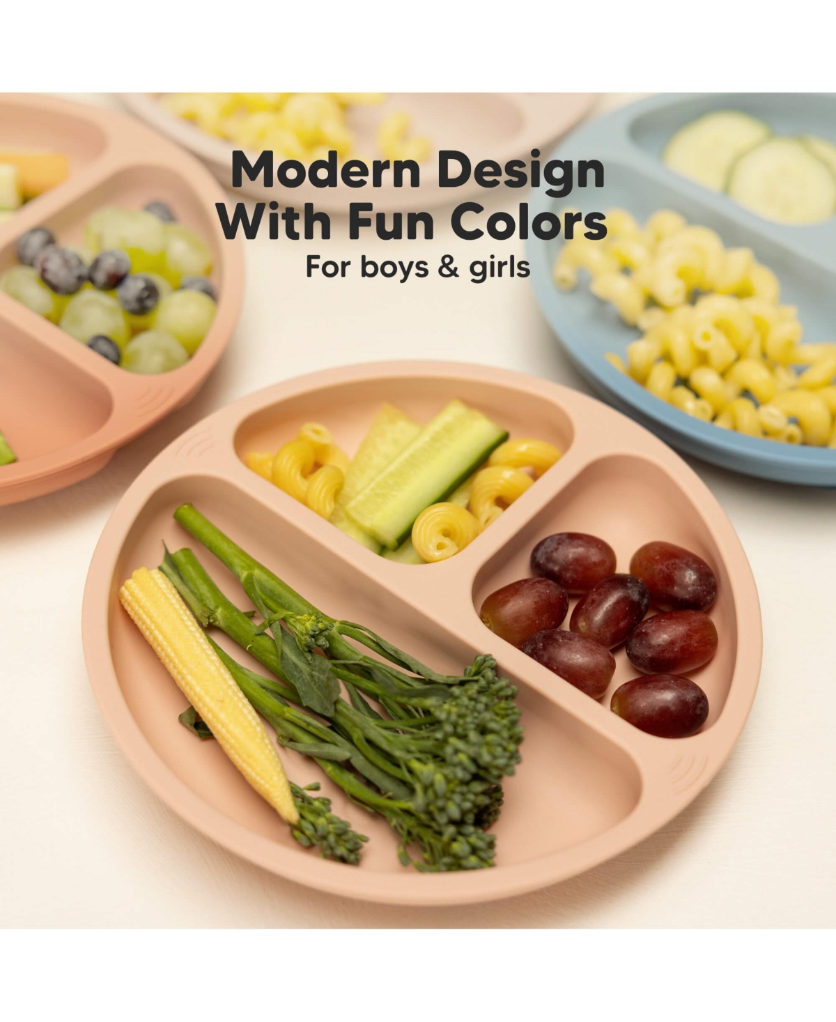 KeaBabies 3-Pack Prep Suction Plates for Baby, 100% Silicone Toddler Plates, Bpa-Free Divided Baby Plates with Suction