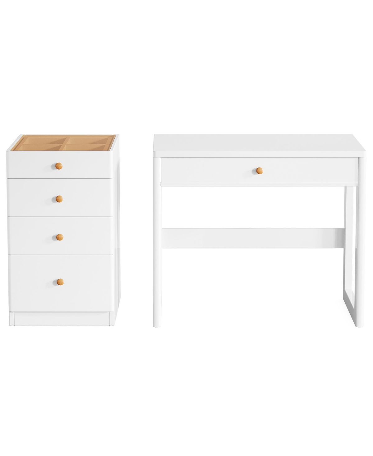Tribesigns 47" Makeup Vanity Desk with 5 Drawers, Modern Vanity Desk with Glass Top, White Computer Desk Dressing Table for Bedroom (Without Mirror)