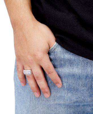 Men's Lab Grown Diamond Triple Row Ring (1-1/2 ct. t.w.) in 10k Gold