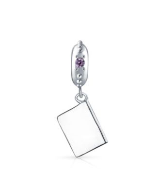 Oxidized .925 Sterling Silver Traveler Vacation Passport Dangle Charm Bead