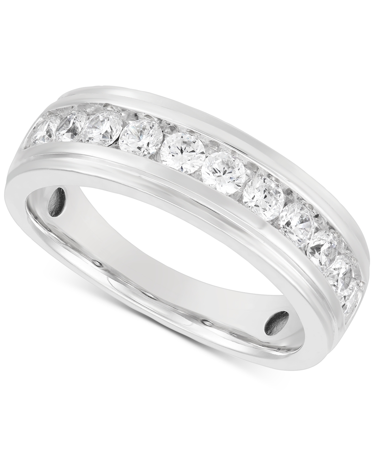 Men's Lab Grown Diamond Channel Band (1 ct. t.w.) Set in 10k White Gold - White Gold