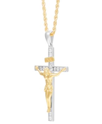 Men's Lab Grown Diamond Crucifix 22" Pendant Necklace (1/3 ct. t.w.) in 10k Gold