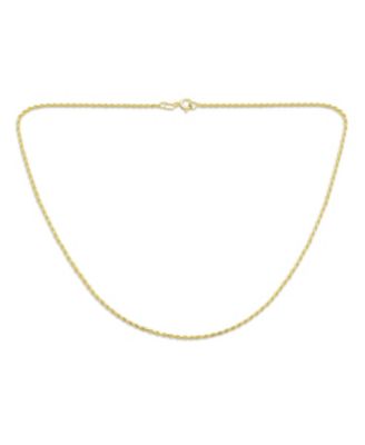 2MM 030 Gauge Strong Gold Plated Sterling Silver Rope Link Chain Necklace 16 20 24 Inch