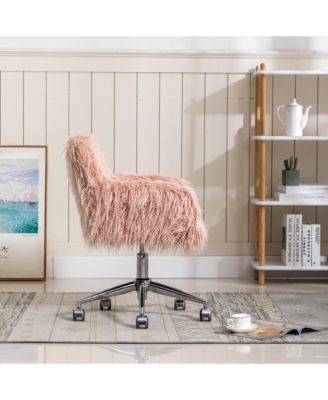 Modern Faux fur home office chair, fluffy chair for girls, makeup vanity Chair