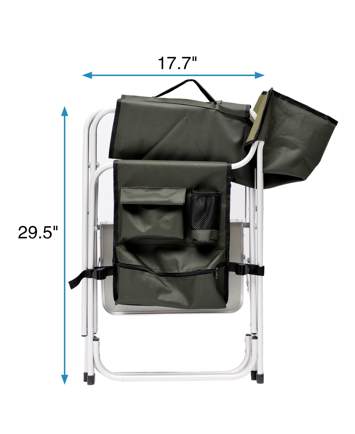 Slickblue 1-Piece Padded Folding Outdoor Chair with Side Table and Storage Pockets – Lightweight Oversized Director's Chair for Indoor