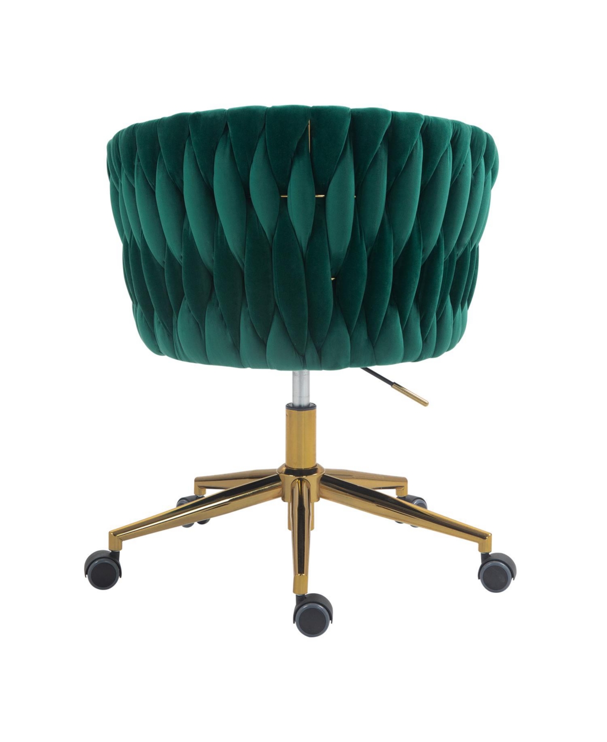 Slickblue Modern Hand-Woven Backrest Office Chair: Height Adjustable, 360° Swivel Vanity Chair with Wheels for Bedroom & Living Room