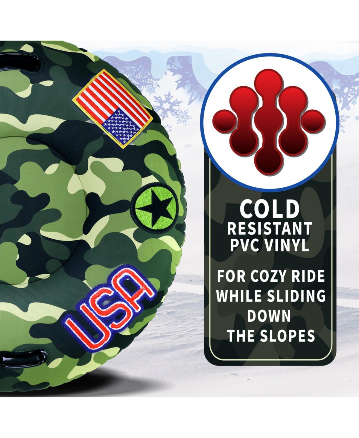 Super Snow Sledding Tube, 46" Oversize Deluxe Edition, Inflatable Single Rider Snow Sled with Handles