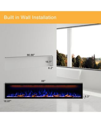 Mondawe 88" Smart Electric Fireplace with WiFi, Alexa, Touch & Remote Control, 13 Flame Colors, 3 Top Lights, and Timer Function