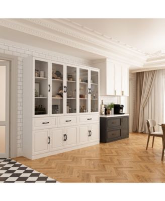 12-Shelf White Wood Standard Bookcase With Adjustable Shelves Drawer