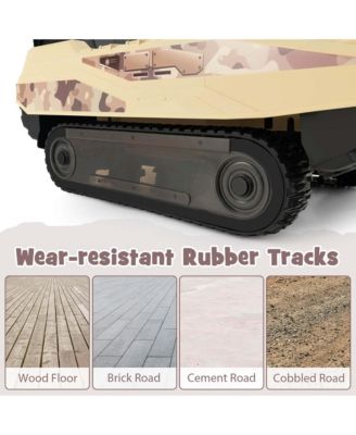 Electric Kids Ride On Tank with Rubber Tracks Rotatable Turret & Working Cannon