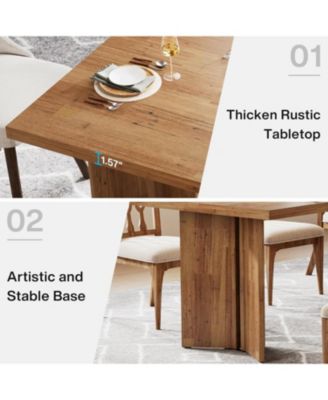 63-inch Dining Table for 4-6, Farmhouse Kitchen Table with Large Tabletop, Rectangular Dinner Eating Table