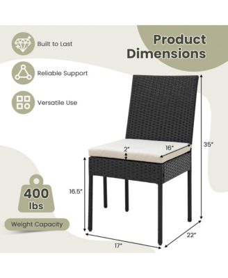 PE Wicker Patio Chairs Set of 2 Outdoor Dining Chairs w/ Cushions Off White