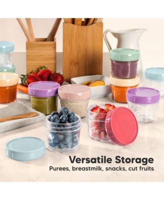 4pk Prep Baby Food Storage Containers, Leak-Proof, BPA Free Glass Baby Food Jars for Feeding