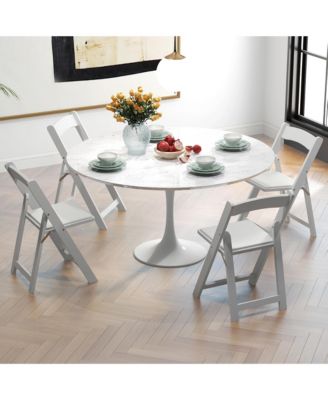 Set of 16 Dining Chairs w/ Rubber Wood Legs & Padded Seat for Home Office Events White