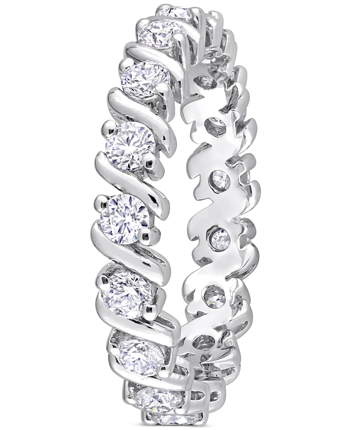 Moissanite Polished Bar Eternity Band (1 ct. t.w.) in Sterling Silver