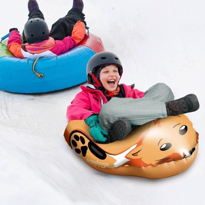 Winter Single Rider Snow Tube, 44" Inflatable Animal Sled, Outdoor Snow Toys with Two Handle