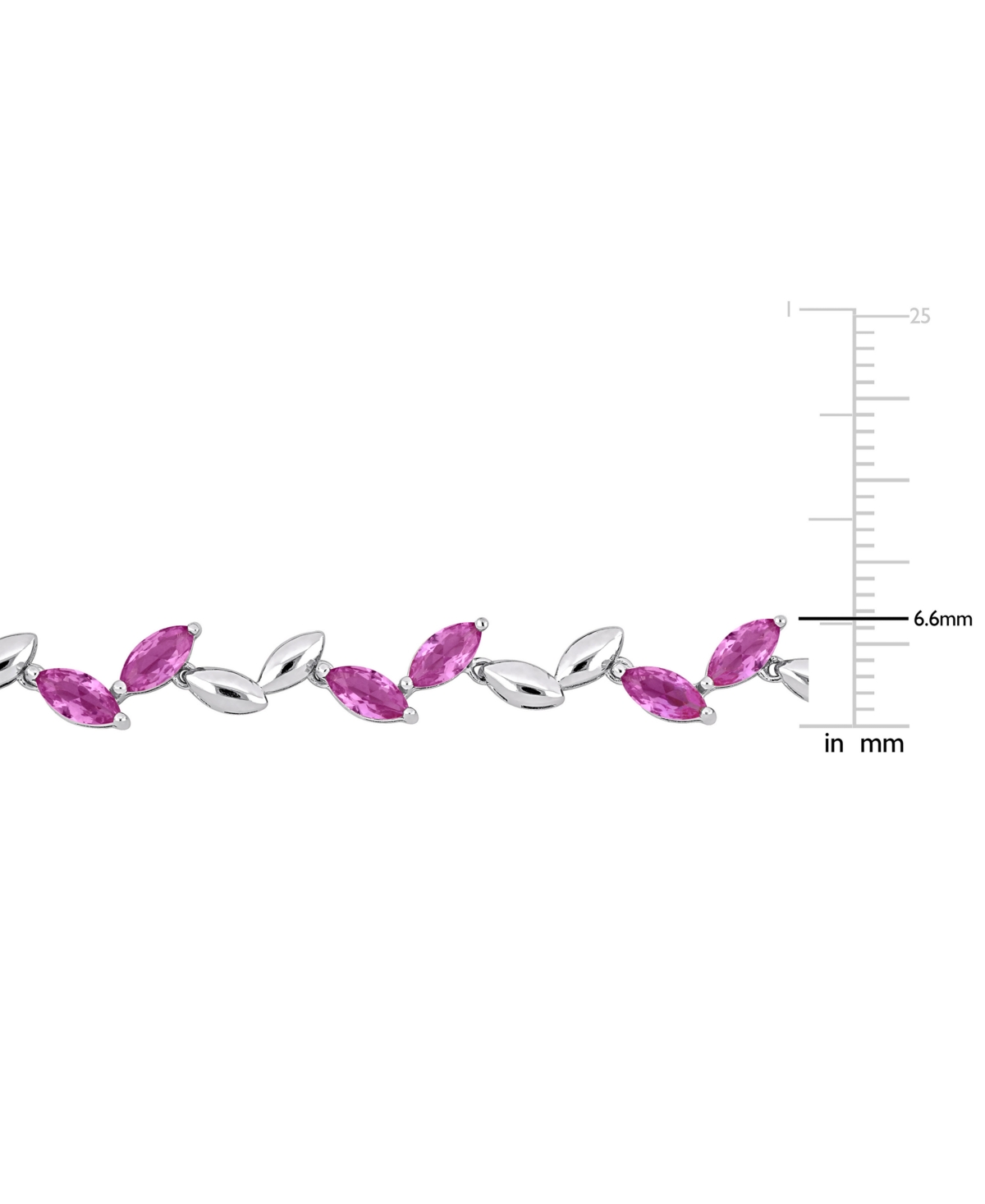 Macy's Lab-created Pink Sapphire & Polished Marquise 17" Collar Necklace (20 Ct. T.w.) In Silver