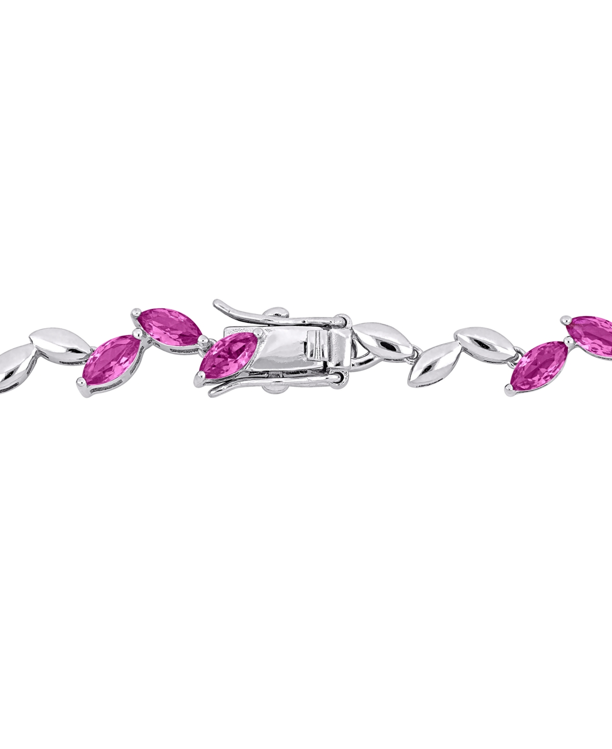 Macy's Lab-created Pink Sapphire & Polished Marquise 17" Collar Necklace (20 Ct. T.w.) In Silver