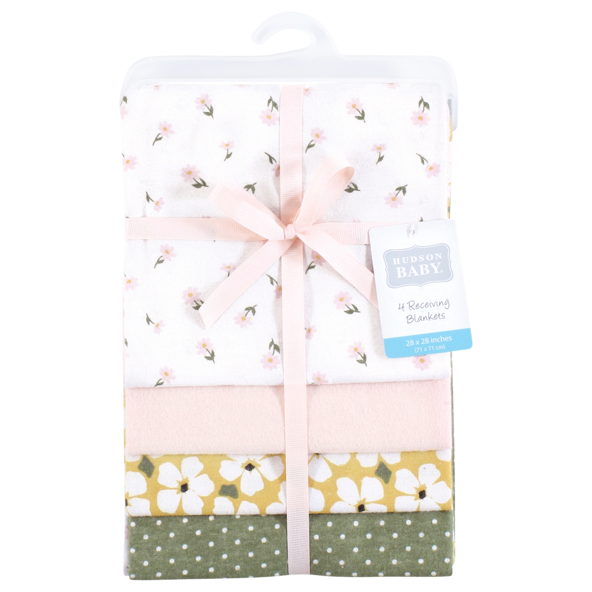 Hudson Baby Infant Girl Cotton Poly Flannel Receiving Blankets, One Size - Sage floral