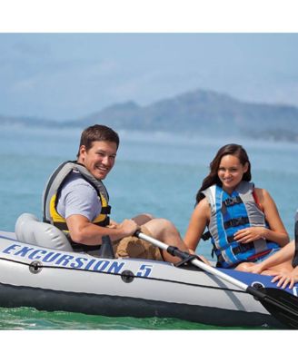 Excursion 5 Person Inflatable Boat, Water Fishing River Raft Set w/Oars
