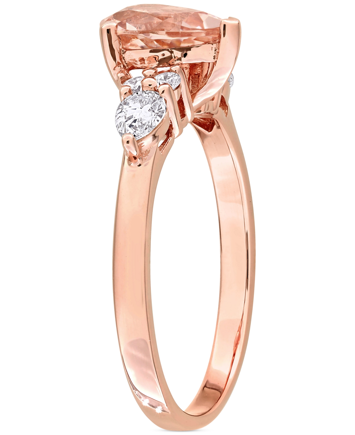 Macy's Morganite (1 Ct. T.w.) & Diamond (3/8 Ct. T.w.) Pear Ring In 14k Rose Gold In Morganite