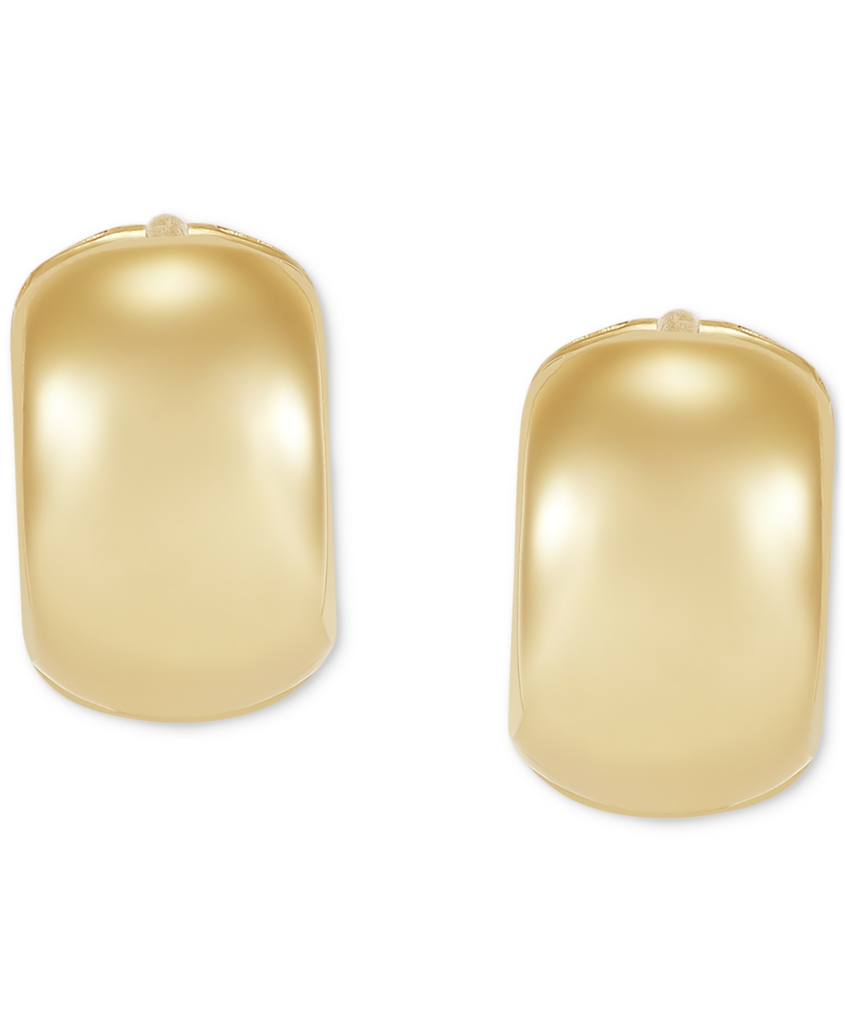 Polished Wide Width Small Huggie Hoop Earrings in 10k 1/2