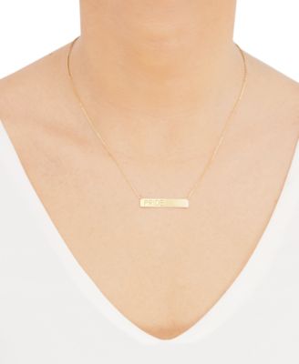 Pride Block Letter Bar Pendant Necklace in 10k Gold, 18" + 2" extender