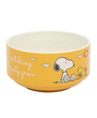 Snoopy 6 Pack Stackable 5.5" Decorated Stoneware Bowl Set W/ Plate