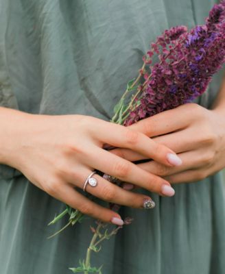 Moissanite Bezel Oval Dangle Ring (1 ct. t.w.) in Sterling Silver