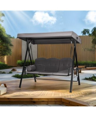 Outdoor Metal Patio Swing with Canopy and Cushions