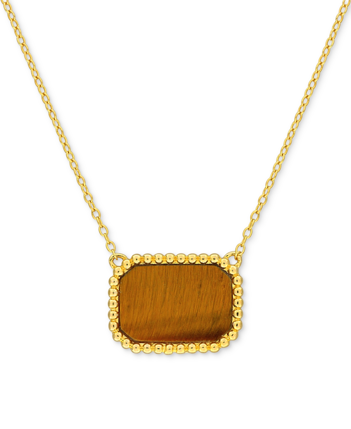 MACY'S BLACK AGATE BEAD-FRAMED RECTANGULAR 17" PENDANT NECKLACE IN STERLING SILVER (ALSO IN HEMATITE, LAPIS 