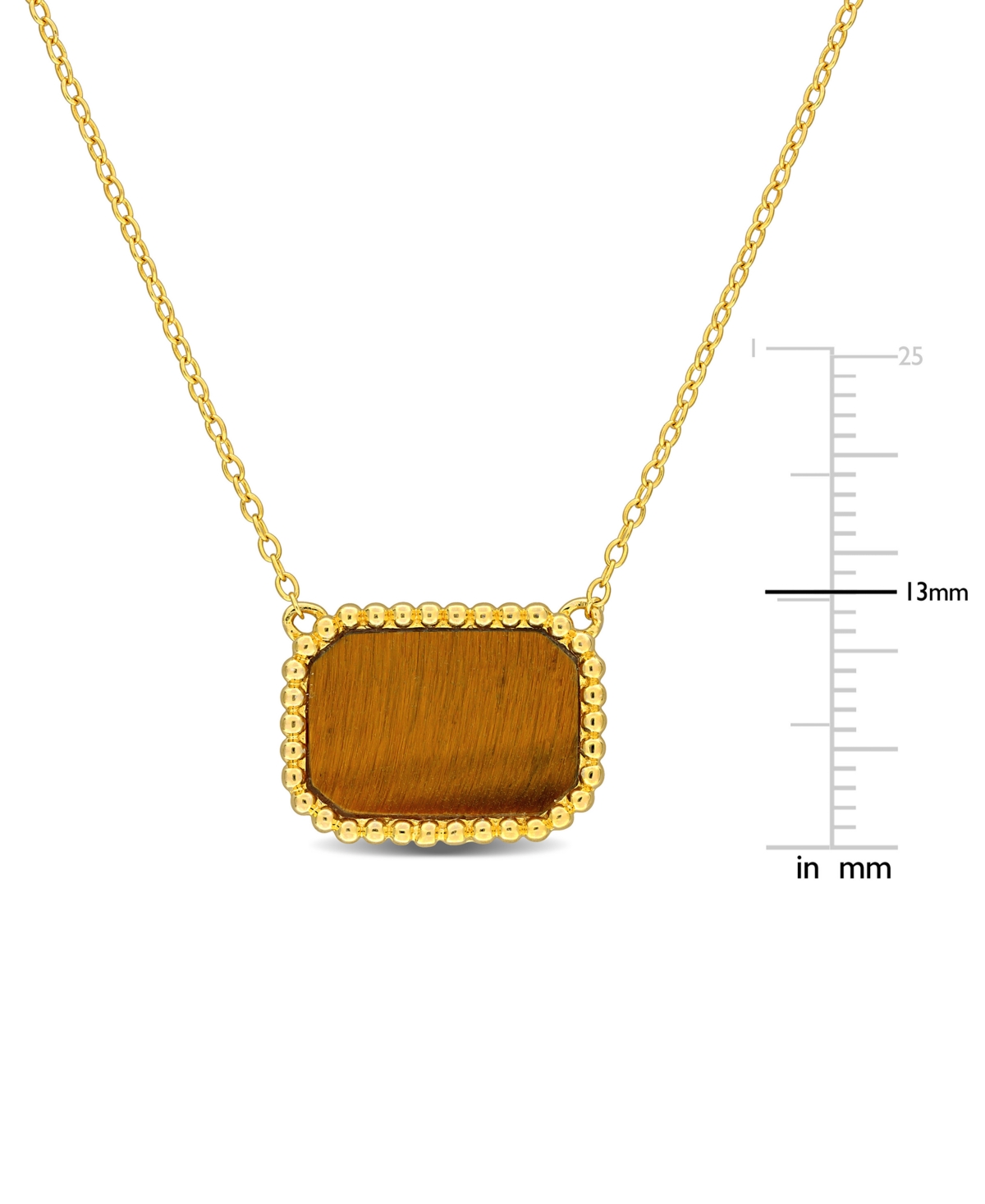Shop Macy's Black Agate Bead-framed Rectangular 17" Pendant Necklace In Sterling Silver (also In Hematite, Lapis In Tiger's Eye