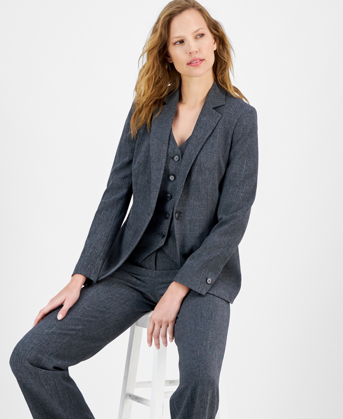ANNE KLEIN WOMEN'S ONE-BUTTON LONG-SLEEVE JACKET 
