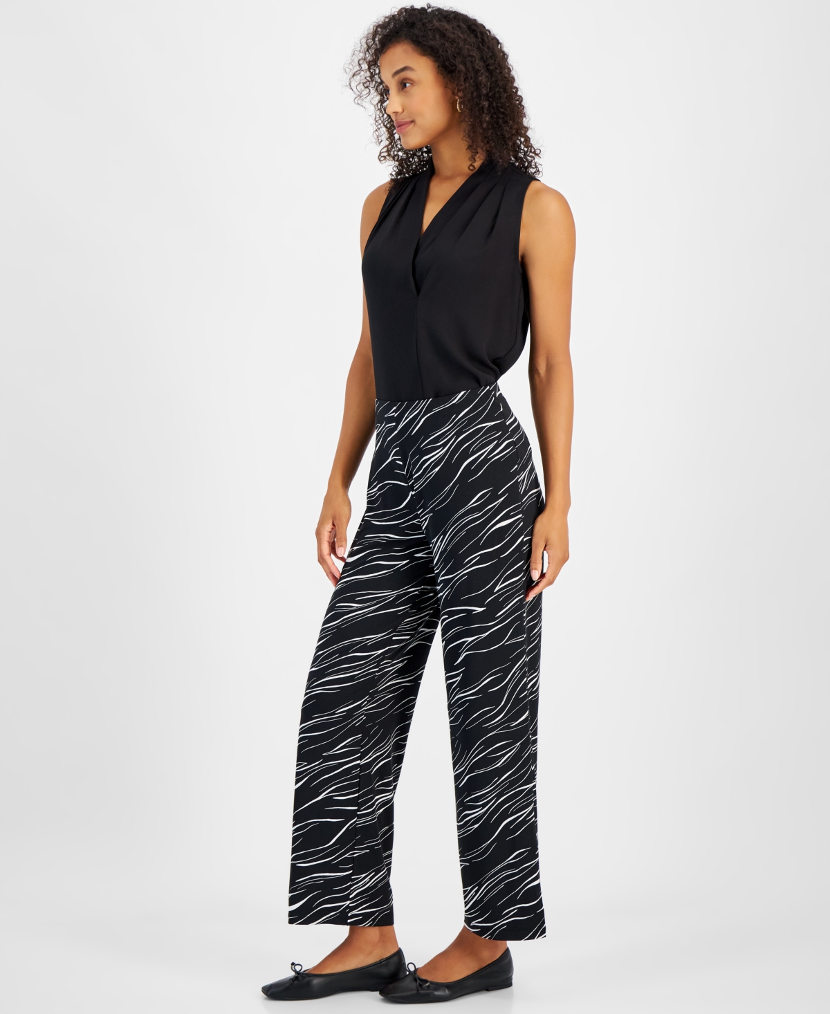 JM COLLECTION WOMEN'S PRINTED WIDE-LEG PULL-ON KNIT PANTS, CREATED FOR MACY'S 