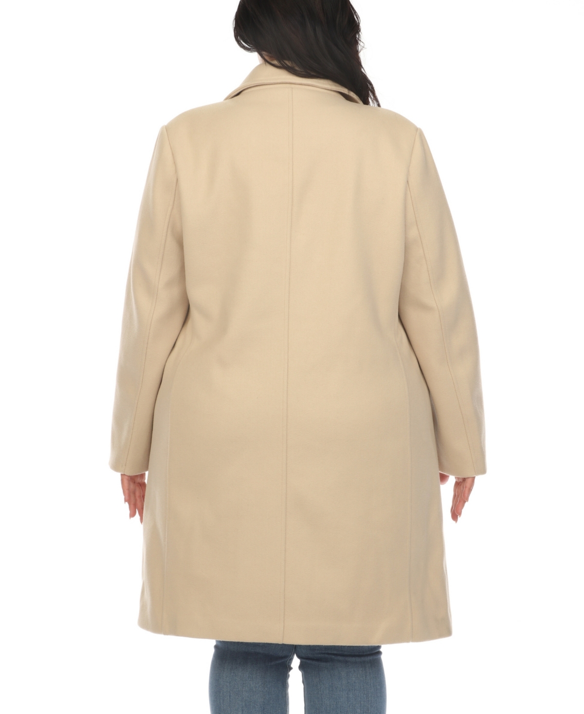 White Mark Plus Size Classic Walker Coat In Beige