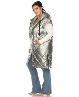 Plus Size Metallic Puffer Vest Jacket