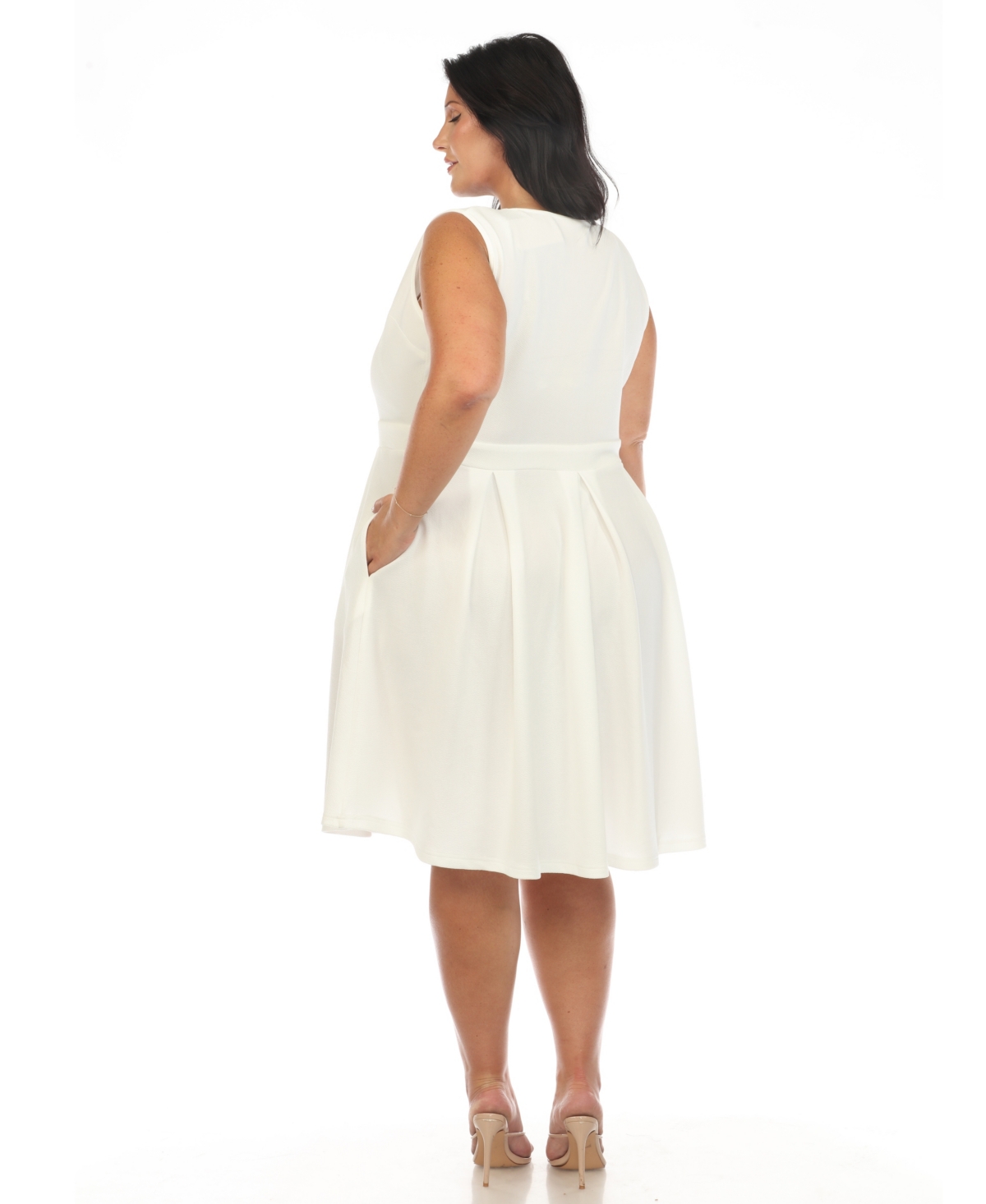 White Mark Plus Size Fit And Flare Dress In White