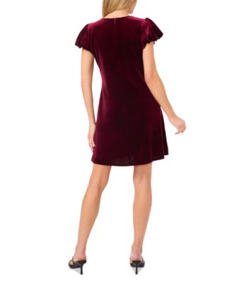 Women's Velvet Bubble-Sleeve Mini Dress