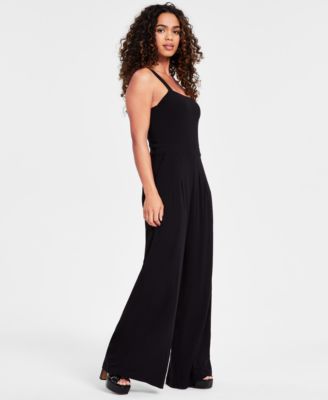 Bar III Petite Square-Neck Sleeveless Wide-Leg Jumpsuit, Created for Macy's 
