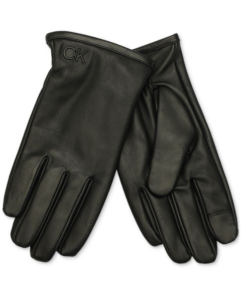 Мужские перчатки Calvin Klein Injected Leather, цвет: Чёрный