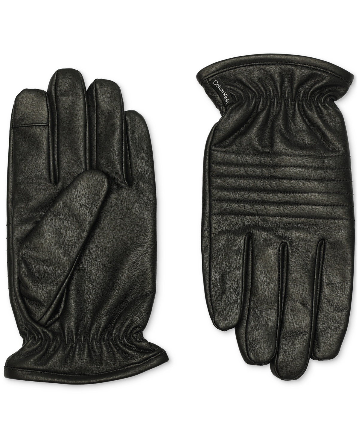 Calvin Klein Men's Quilted Leather Gloves In Black