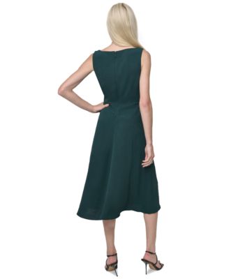 knee length dresses for ladies Sleeveless Cowl Neck Midi Halter Dress | A-Line Dress