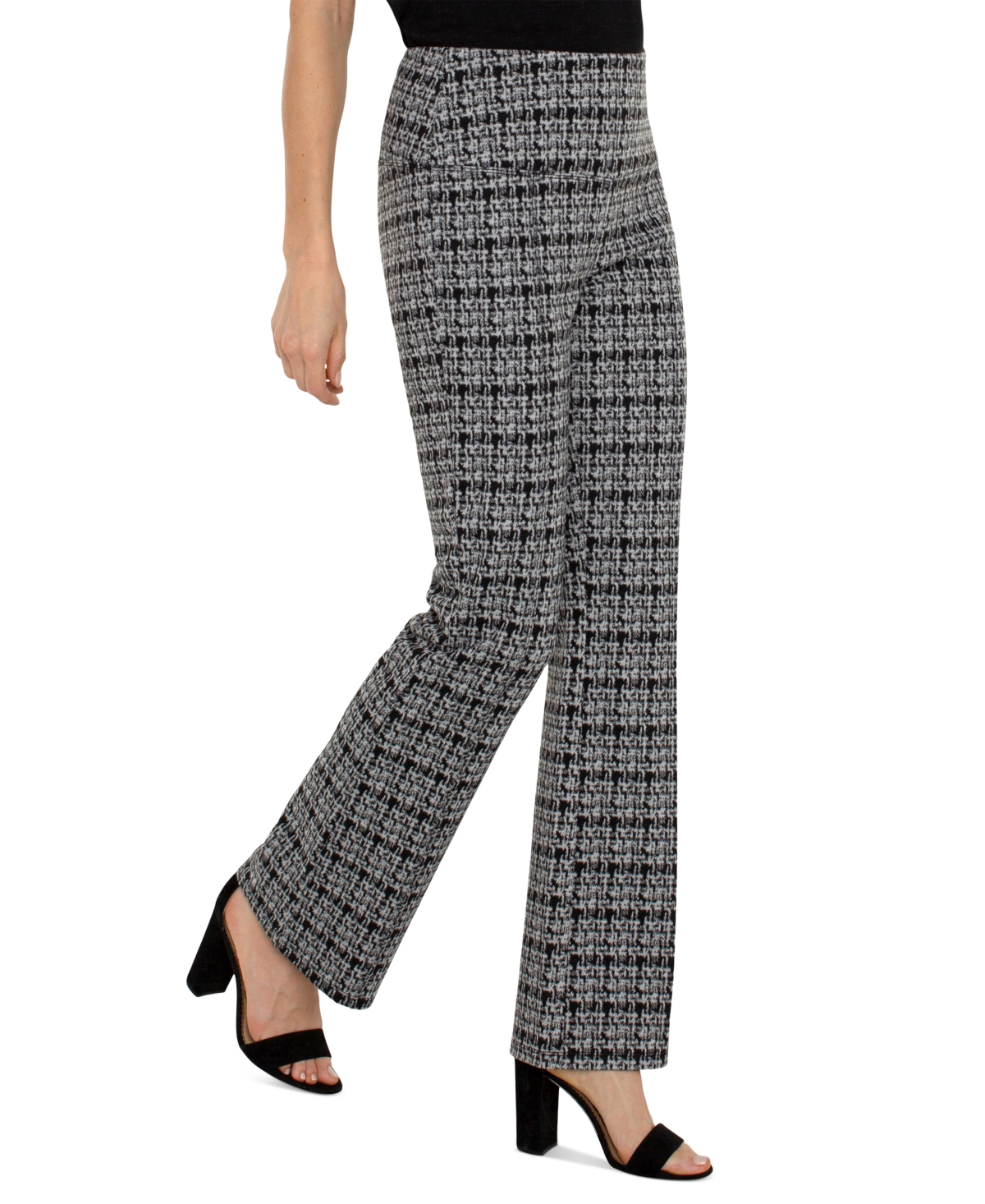 Liverpool Los Angeles Women's Pearl Plaid Flare Pants -Grey Plaid