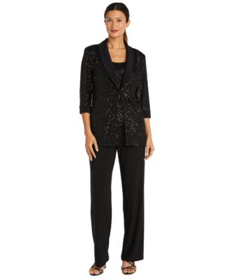 R & M Richards - Petite 3-Pc. Sequined Jacket, Top & Pants