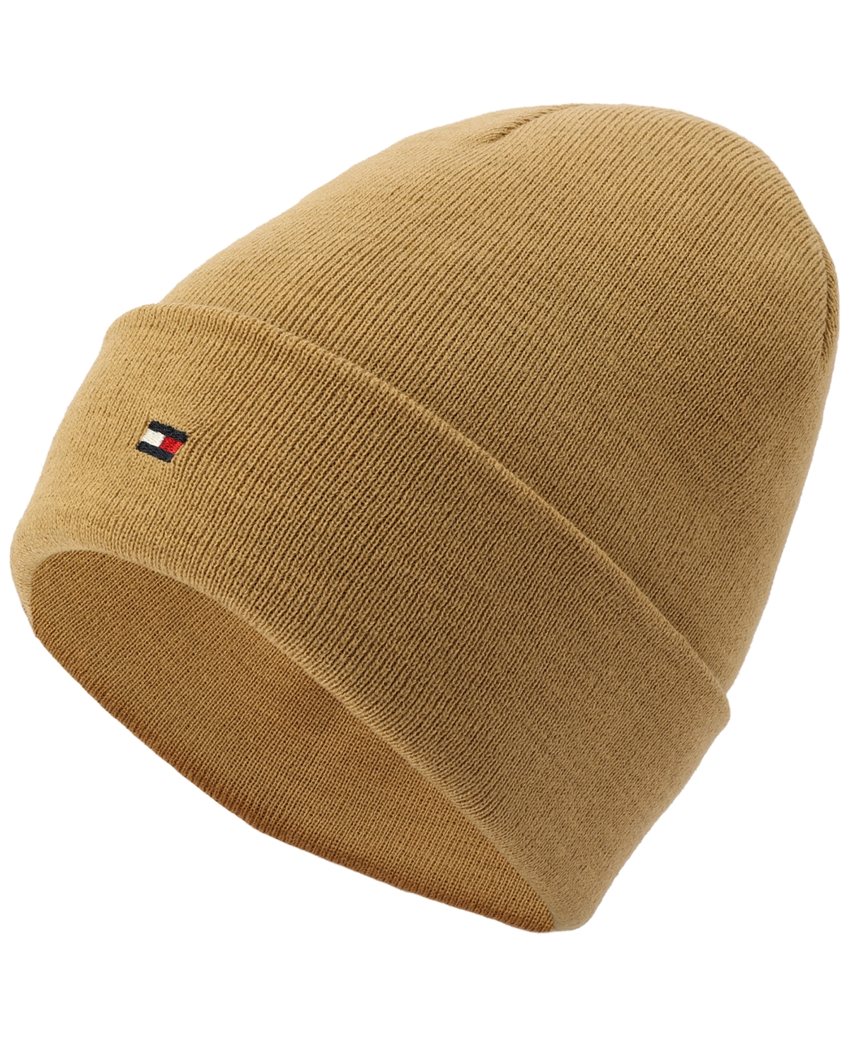 Tommy Hilfiger Men's Flag Embroidery Double Cuff Beanie In Classic Kh