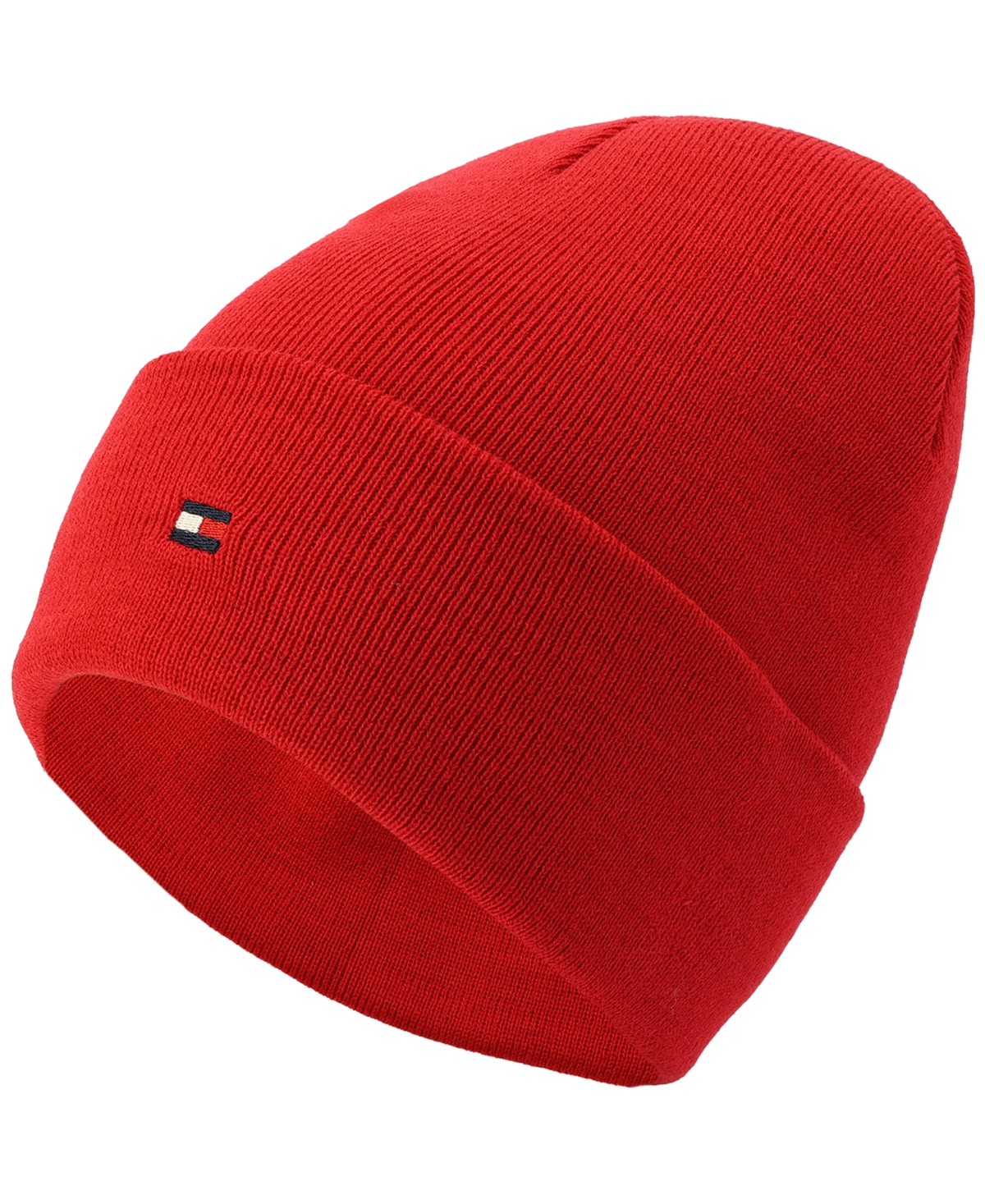 Tommy Hilfiger Men's Flag Embroidery Double Cuff Beanie In Primary Re