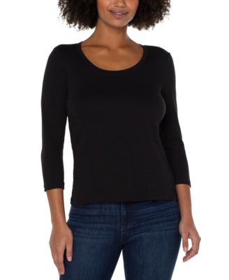 Women’s Scoop-Neck Cotton 3/4-Sleeve T-Shirt 